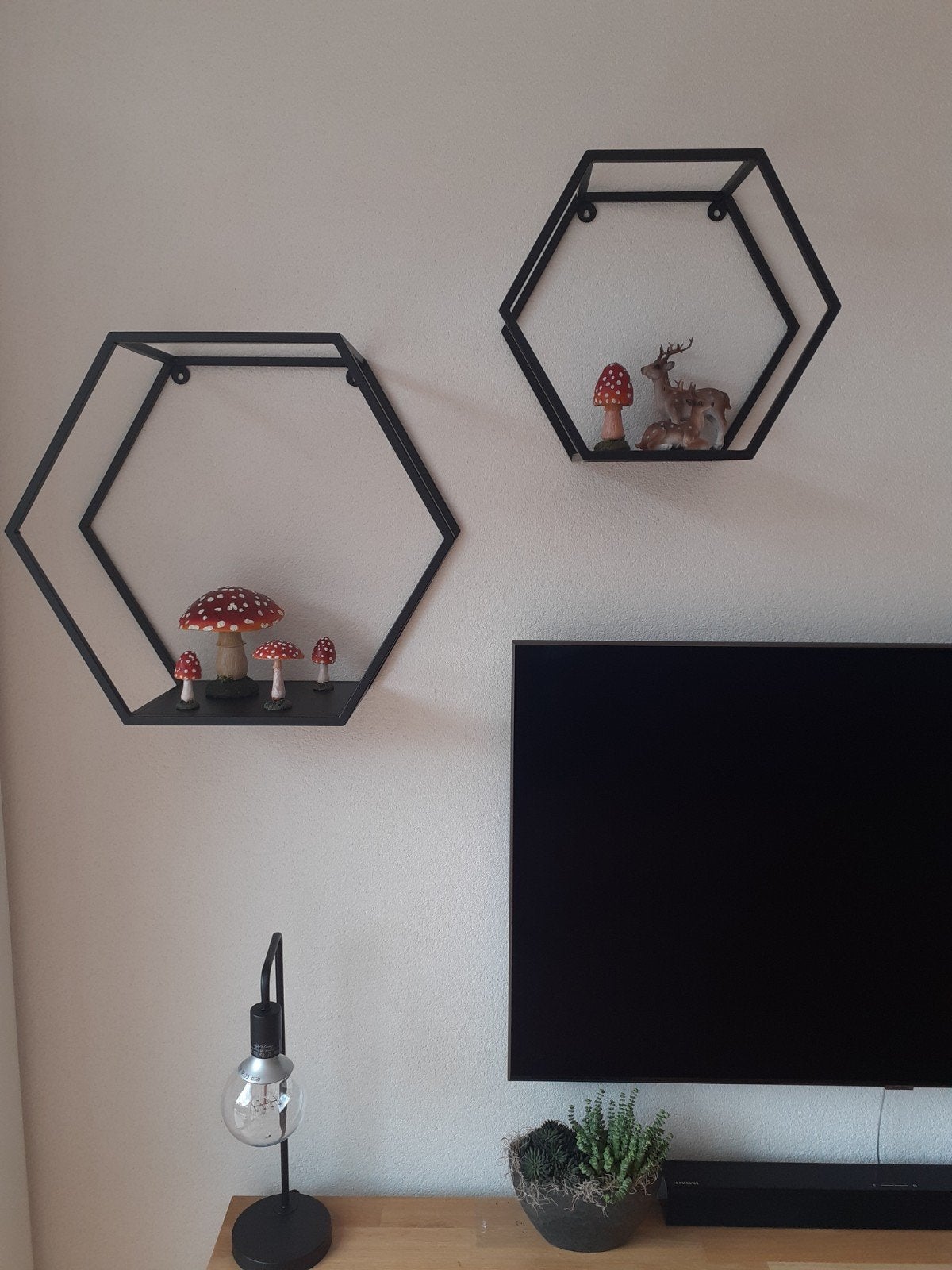 Hexagon wandplanken, zwart, Ophalen