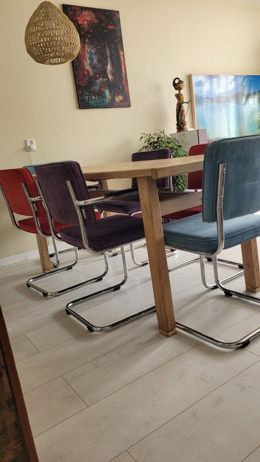 6 ridge rib stoelen merk Zuiver, Ophalen of Verzenden, Gebruikt, Blauw, Vijf, Zes of meer stoelen