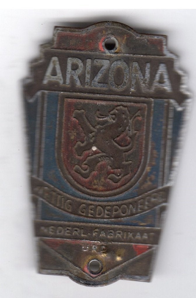 OUD BALHOOFDPLAATJE ARIZONA RIJWIELEN, Ophalen of Verzenden, Gebruikt, Overige typen