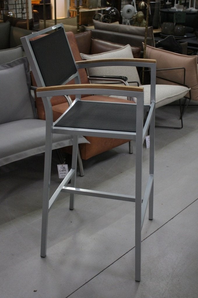 Luxe barstoelen barkrukken tuinstoel aluminium hout terras, Huis en Inrichting, Barkrukken, Ophalen, 5 krukken of meer, Met voetsteun