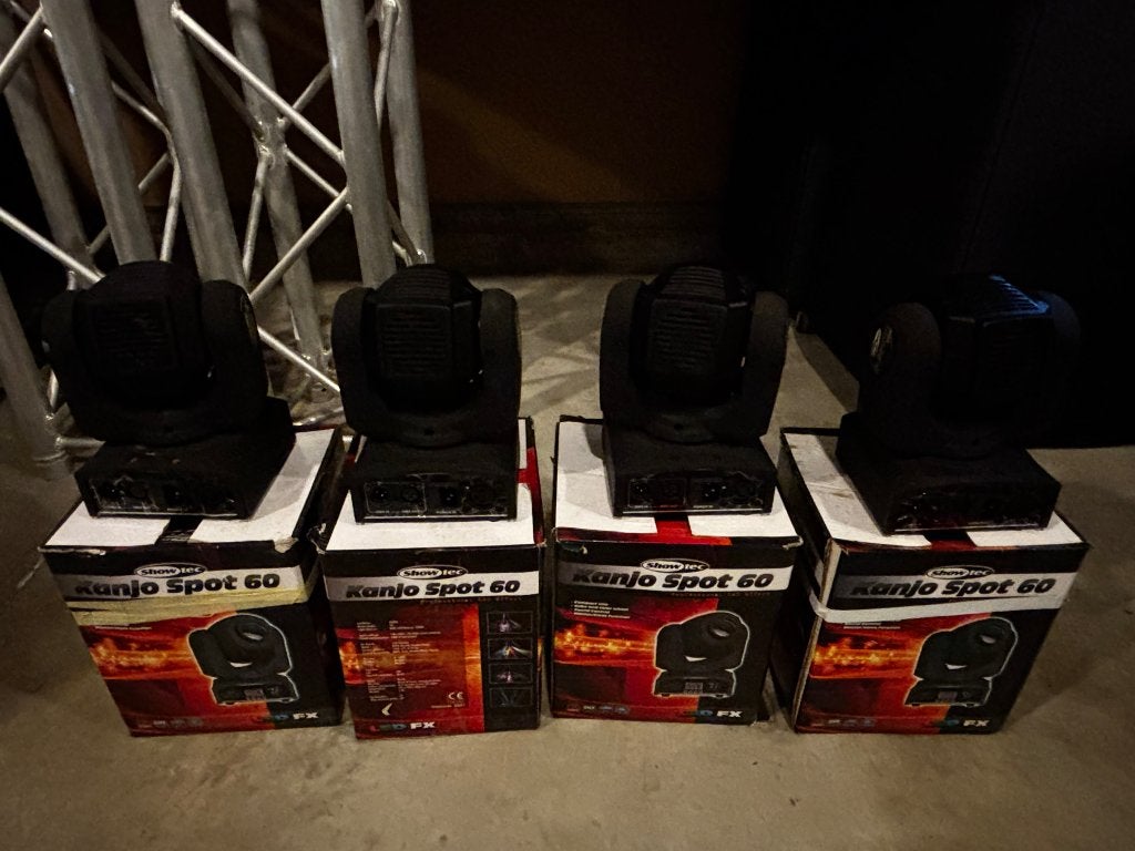 4x kanjo 60  movinghead, Ophalen, Zo goed als nieuw, Licht, Geluidgestuurd
