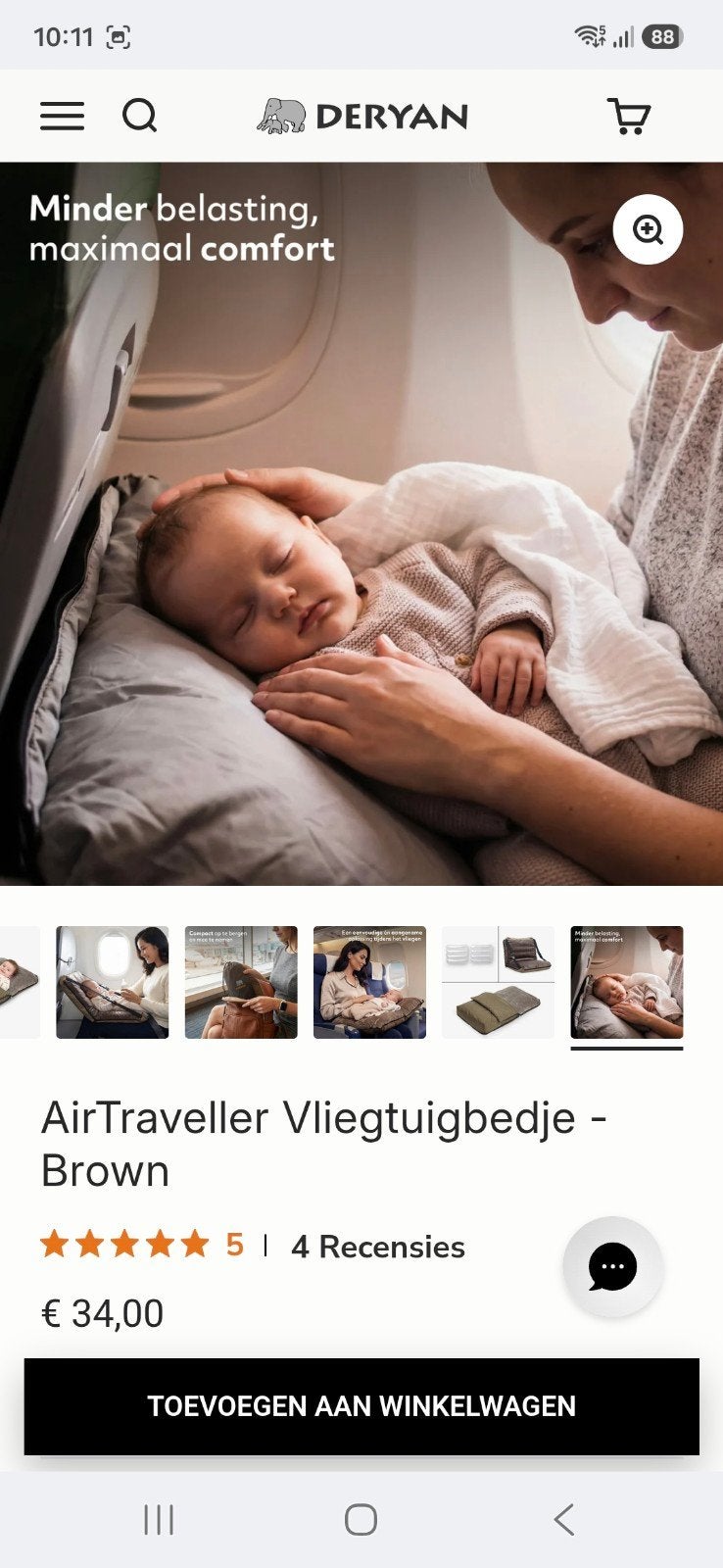 Deryan AirTraveller Vliegtuigbedje - Nieuw in verpakking, Kinderen en Baby's, Ophalen of Verzenden, Nieuw