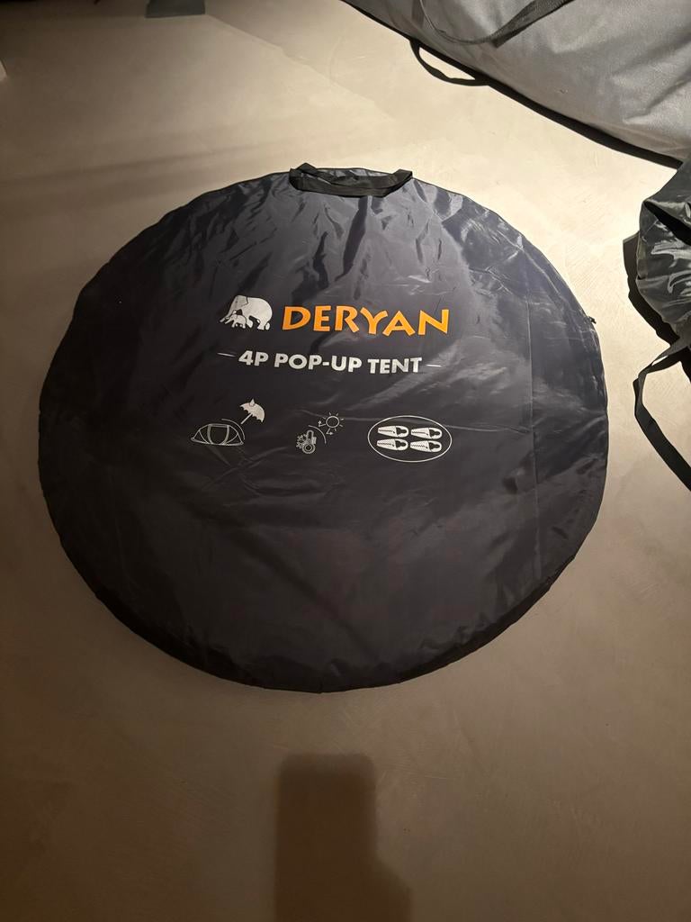 Deryan 4P Pop-Up Tent - Snel op te zetten familietent, Caravans en Kamperen, Tenten, Ophalen, Zo goed als nieuw, Tot en met 4