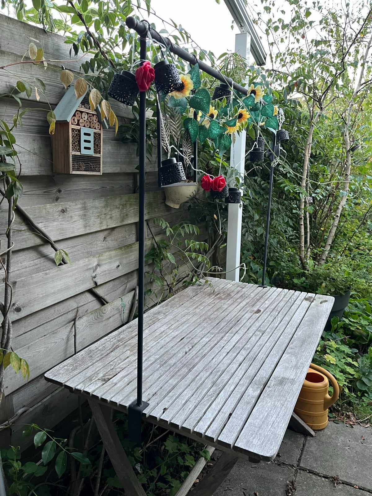 Inklapbare tuintafel 120x70 cm (evt. met 2 stoelen), Ophalen of Verzenden, Gebruikt, Rechthoekig, Hout