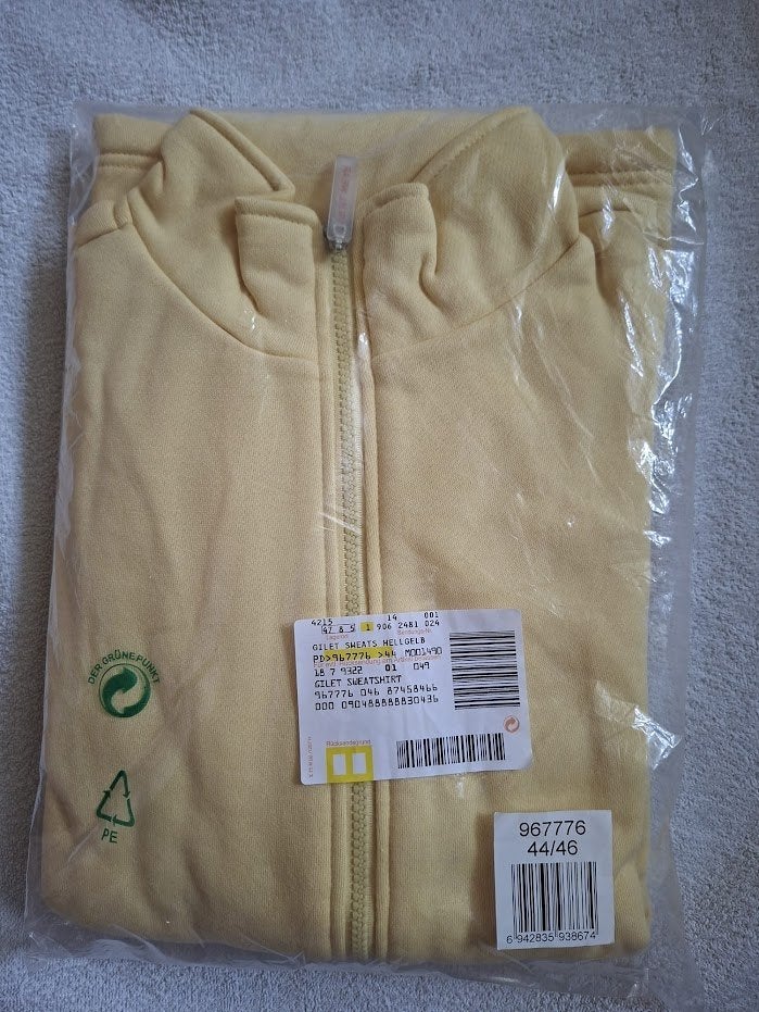 dames gilet sweatshirt     geel maat 44/46, Ophalen, Nieuw, Maat 46/48 (XL) of groter, Geel