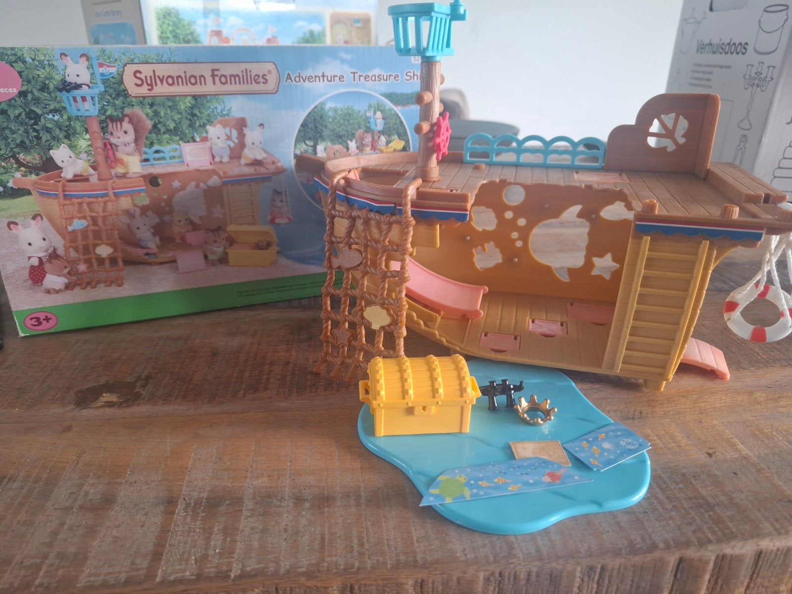 sylvanian family adventure treasure ship 5210, Kinderen en Baby's, Ophalen of Verzenden, Zo goed als nieuw, Poppenhuis