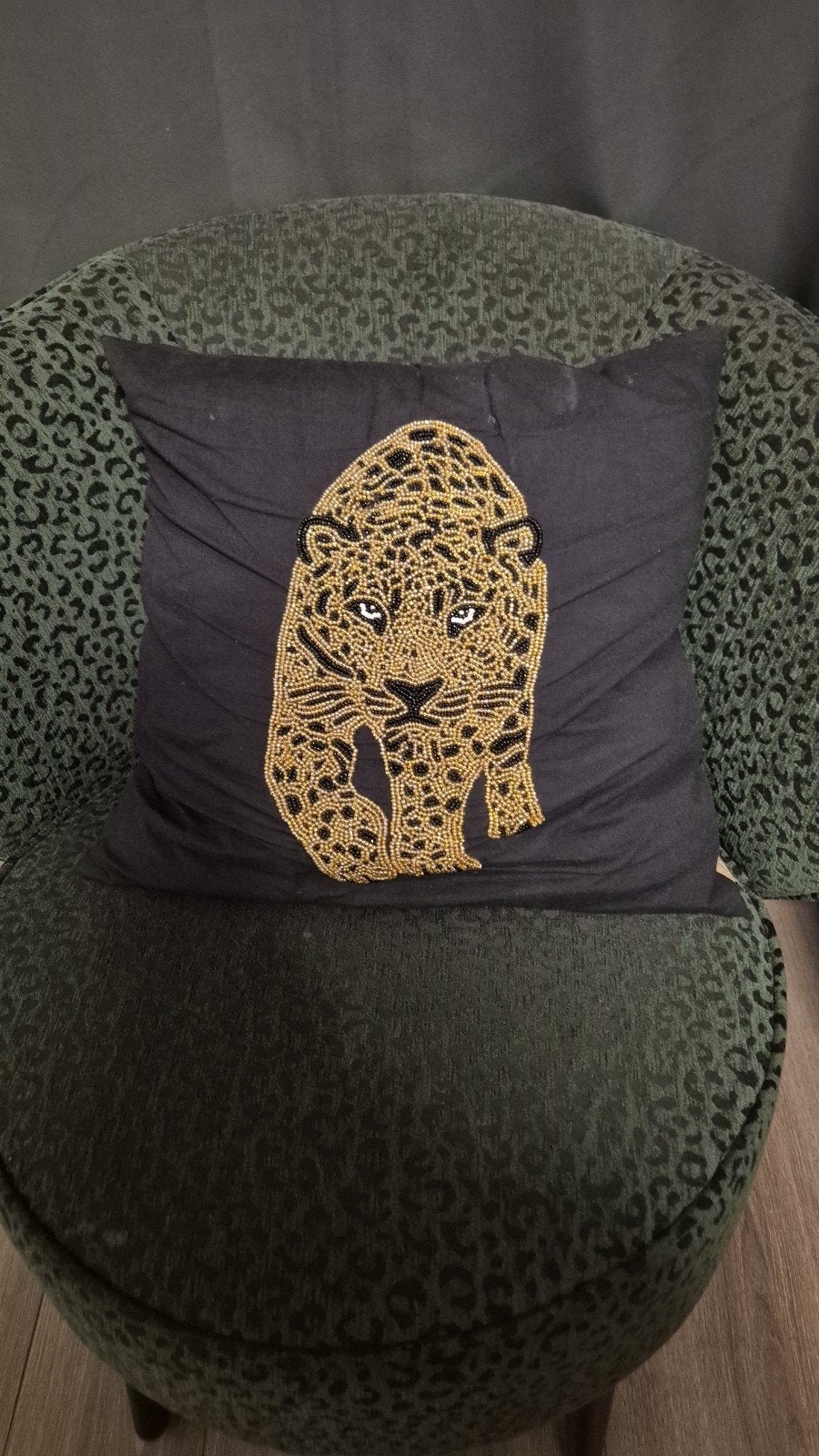 2x Sierkussen met gouden luipaardprint, Zwart, Met print, Vierkant, Ophalen of Verzenden