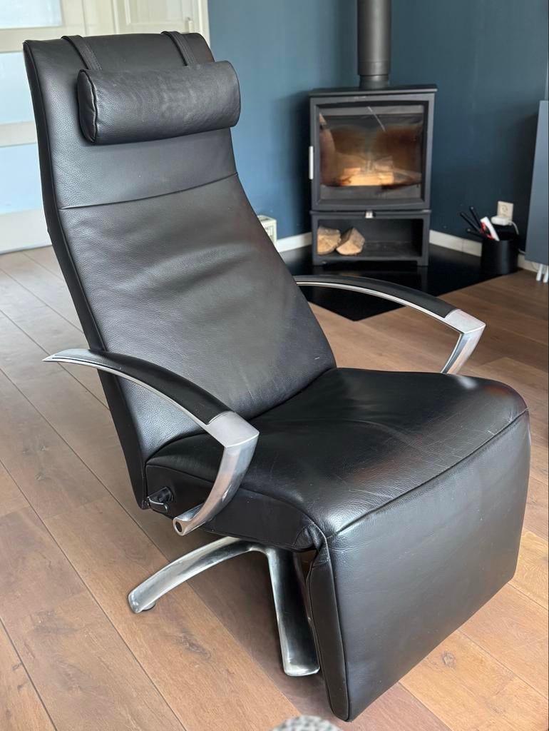 Jori Brainbuilder relaxfauteuil zwart leer, Huis en Inrichting, Stoelen, Zwart, Leer, Ophalen of Verzenden, Zo goed als nieuw