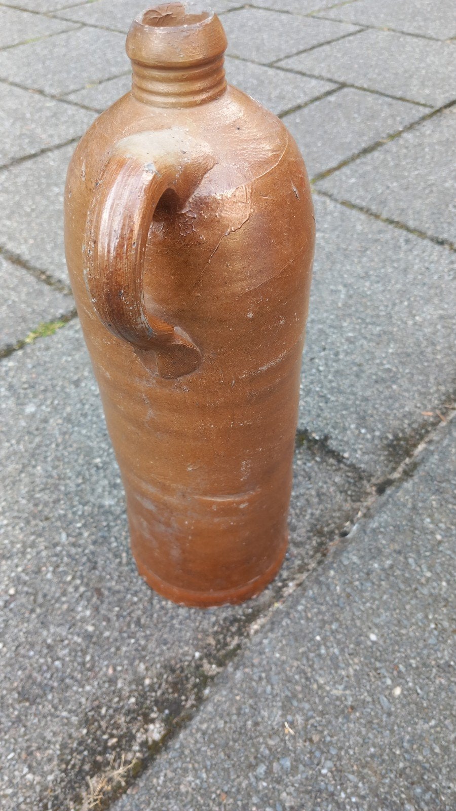 Antieke zoutglazuur kruik met handvat, Ophalen of Verzenden