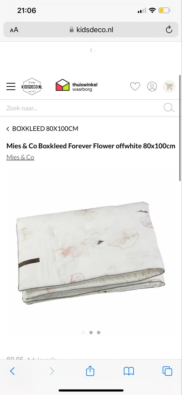 Mies & Co Boxkleed Forever Flower offwhite 80x100cm, Ophalen of Verzenden, Nieuw