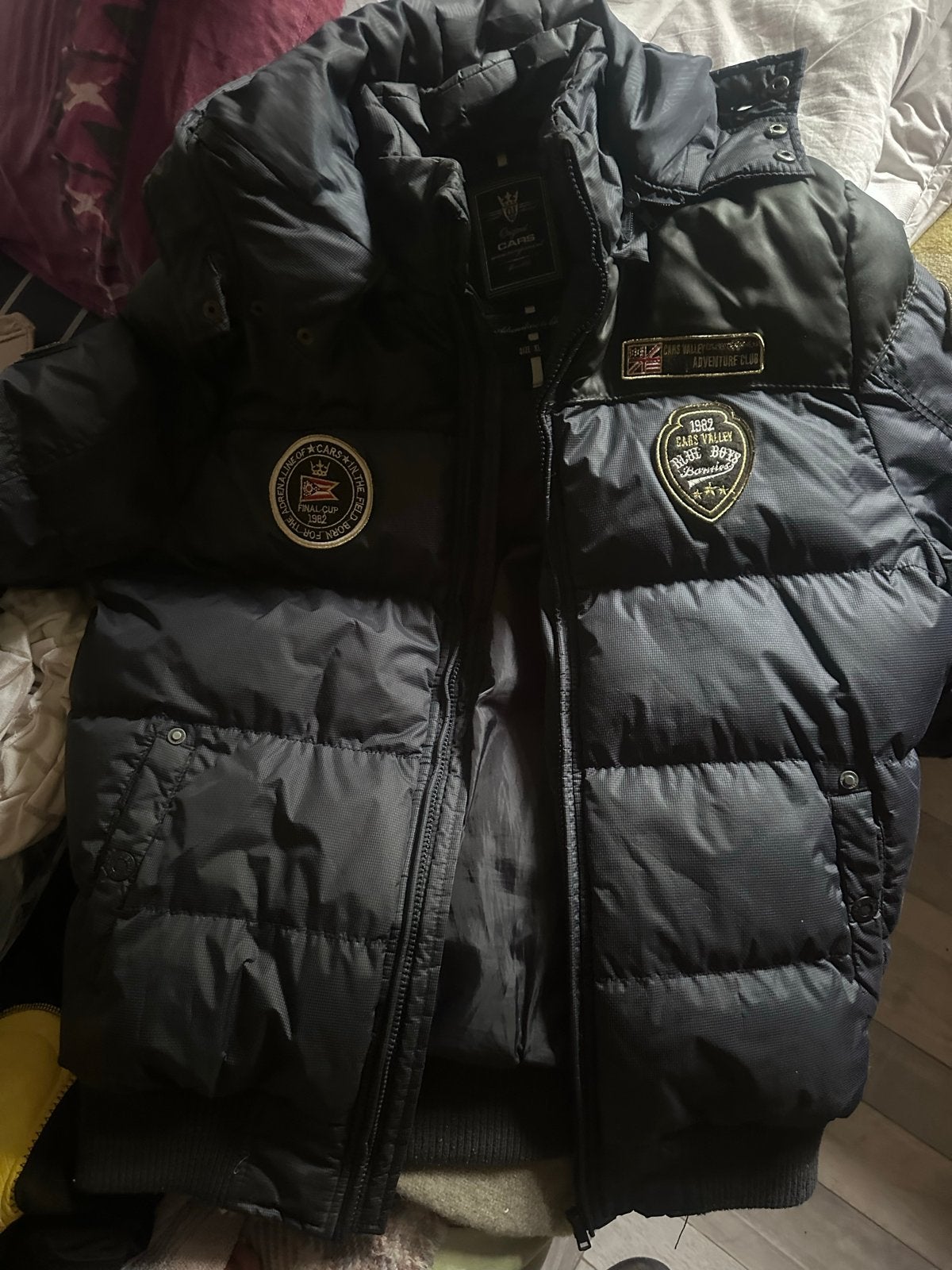 Heren winterjas met badges - Cars Jeans, Ophalen, Gedragen, Overige maten, Blauw