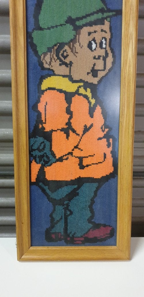 geborduurd schilderij, kind met pet, Ophalen of Verzenden, 'T Olde Gre-j, Info@toldegrej.nl, Endepoelstraat 20f Didam