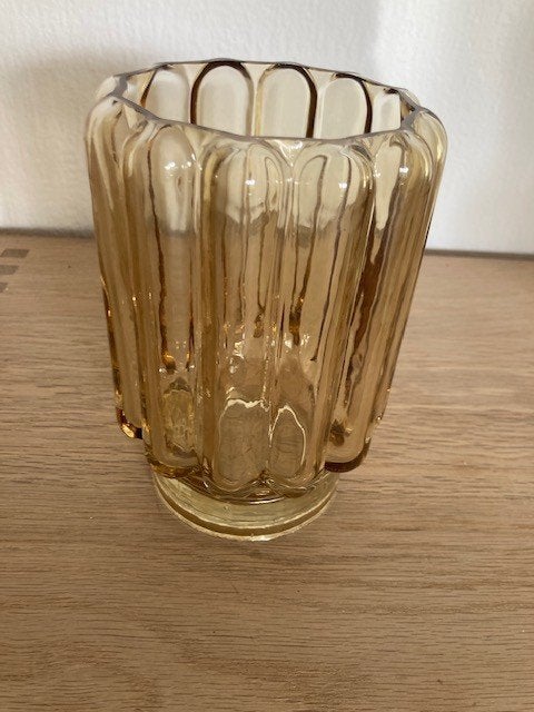 ribbel vaas, Ophalen, Bruin, Nieuw, Glas
