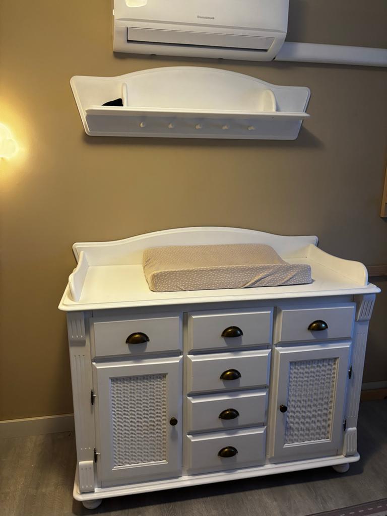 Witte Ledikant en Commode Set - Klassiek Design, Ophalen, 50 tot 70 cm, 90 tot 105 cm, 100 cm of meer