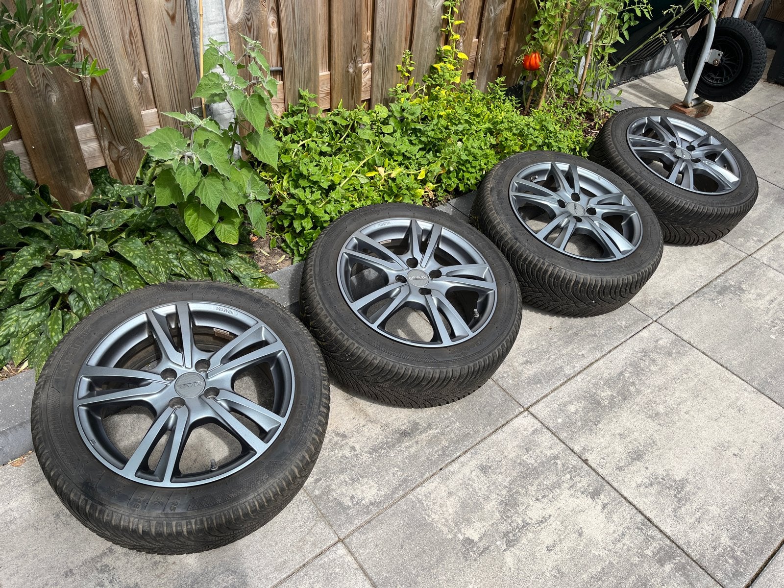 16 inch MAK Icona Matt Titan met Kleber Krisalp winterbanden, Auto-onderdelen, Banden en Velgen, Ophalen, Gebruikt, 16 inch, Banden en Velgen