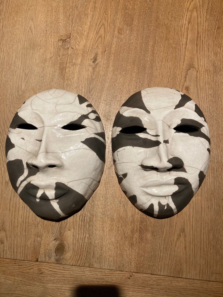 Schitterende bijzondere MASKERS raku, Ophalen, Object, Steen/keramiek, Handgemaakt