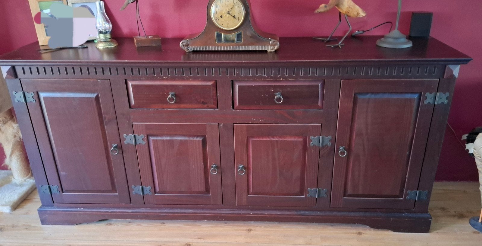 Houten dressoir met lades en deuren, Gebruikt, Ophalen, Overige houtsoorten, 150 tot 200 cm