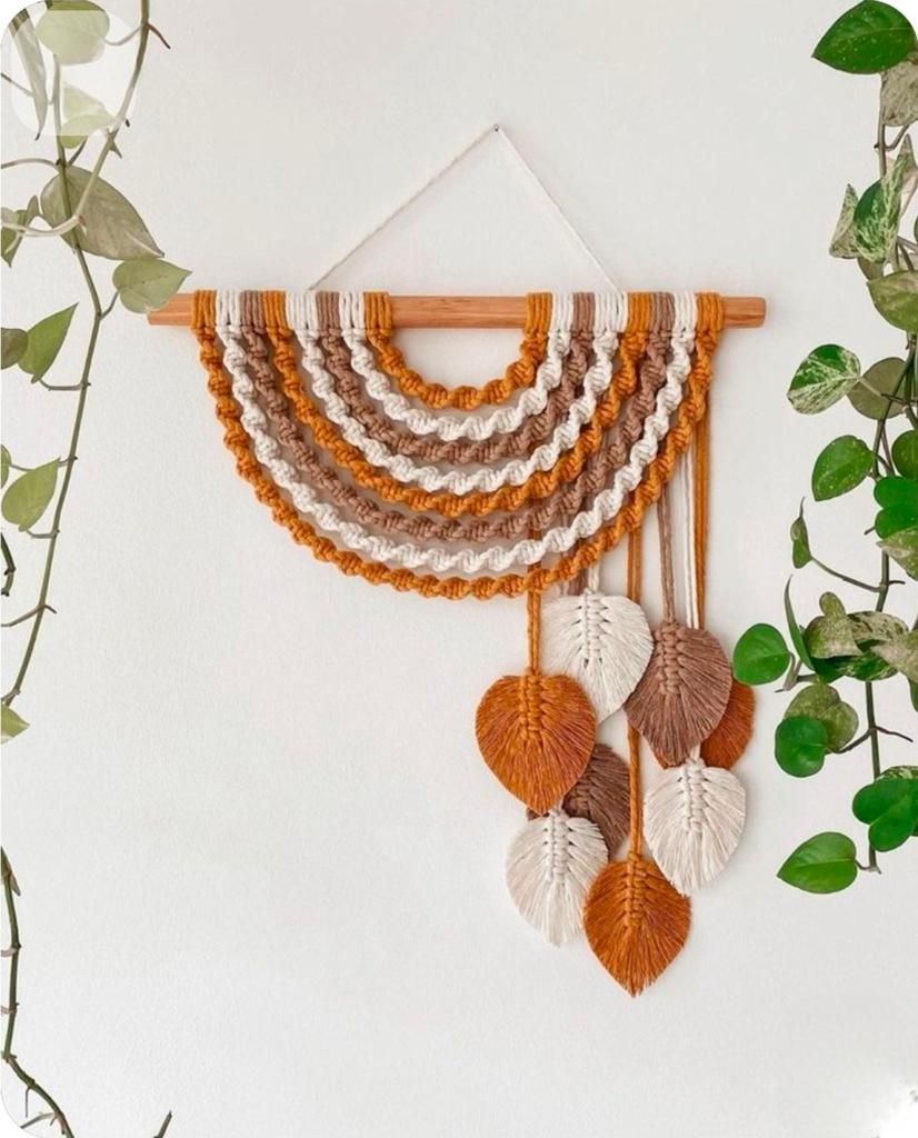 Macrame wandkleed met bladeren, Ophalen of Verzenden, Nieuw