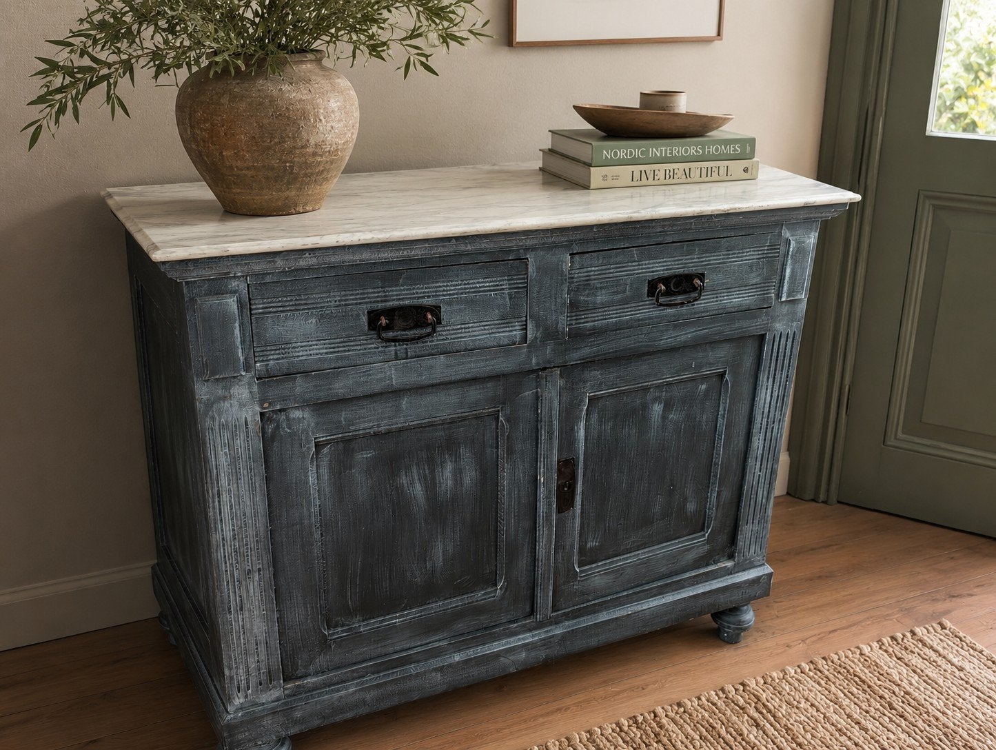 Antiek dressoir - Grijs/Blauw, Antiek en Kunst, Ophalen