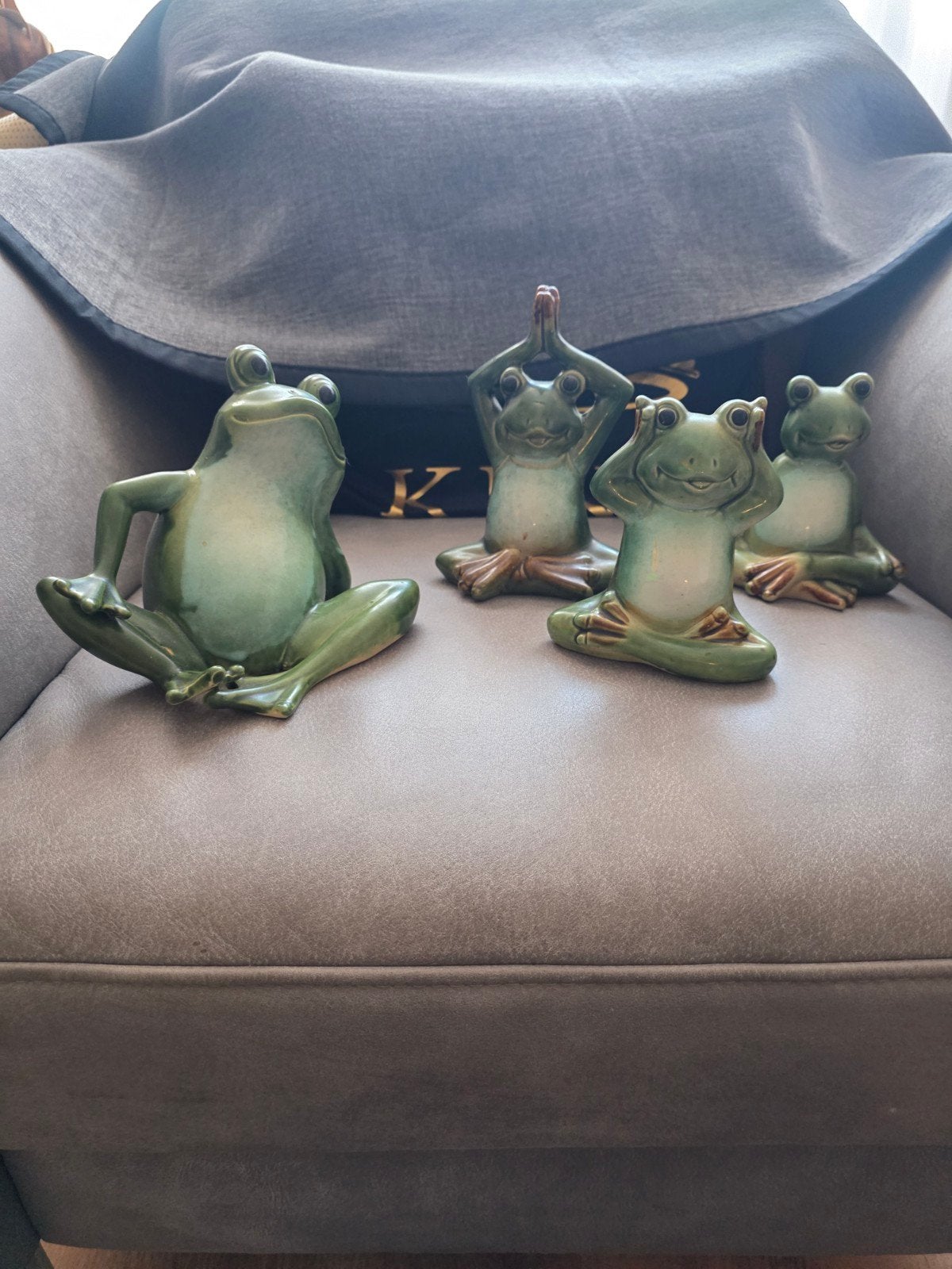 Decoratieve Kikker Familie - Yoga Kikkers, Groen, Gebruikt, Overige stijlen, Ophalen of Verzenden