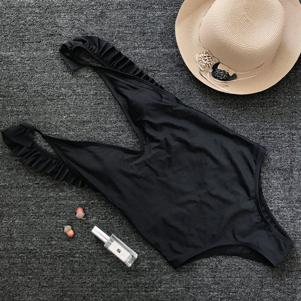 Zwart push-up badpak (monokini dames vrouwen push up), Verzenden, Nieuw, Zwart, Badpak