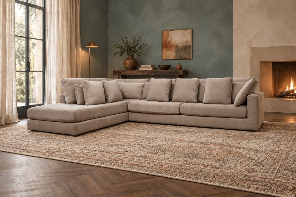 NIEUW Linteloo Mauro Hoekbank Beige + GARANTIE | NP €14.500, Design Bank Bankstel Zetel Hoekbank Linteloo, Hoekbank, Www.designplaats.nl