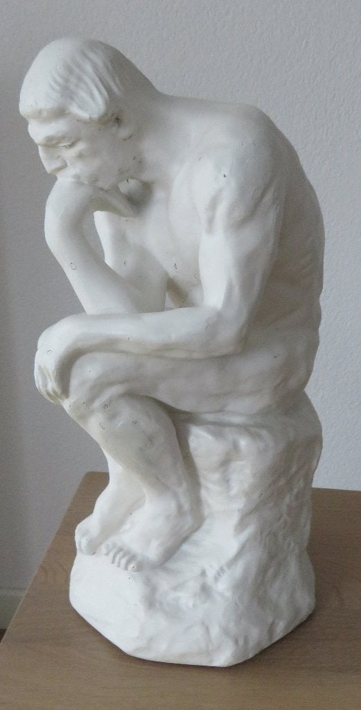Groot wit beeld van De Denker, Antiek en Kunst, Ophalen of Verzenden, Overige materialen, Beeld