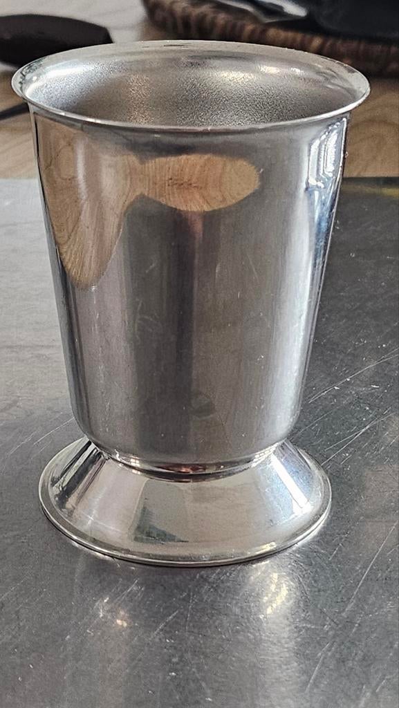 Vintage Afra Alessi lepelbekertje, 8,5 cm hoog, 6 cm dia, Ophalen of Verzenden