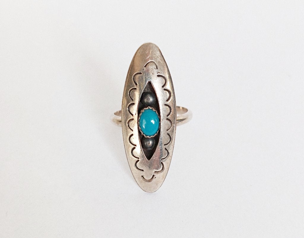 Navajo ring turkoois sterling zilver shadowbox mt 17,2 VS, Gebruikt, Verzenden, 17 tot 18, Dame of Heer