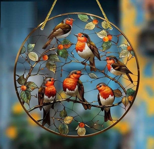 Raamhanger roodborst, Tuin en Terras, Tuinwanddecoratie, Verzenden, Nieuw