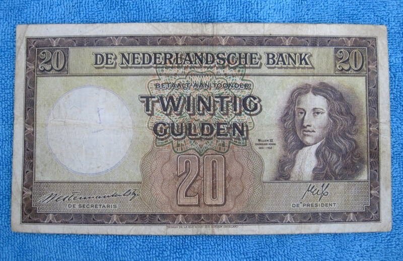 20 Gulden - Moerdijkbrug - Willem III - 1945, Verzenden, 25 gulden, Los biljet