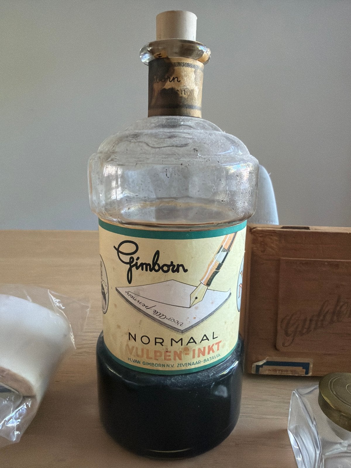 Vintage Schrijfset: Inktfles, Pennen, Penpunten & Inktpotten, Ophalen of Verzenden