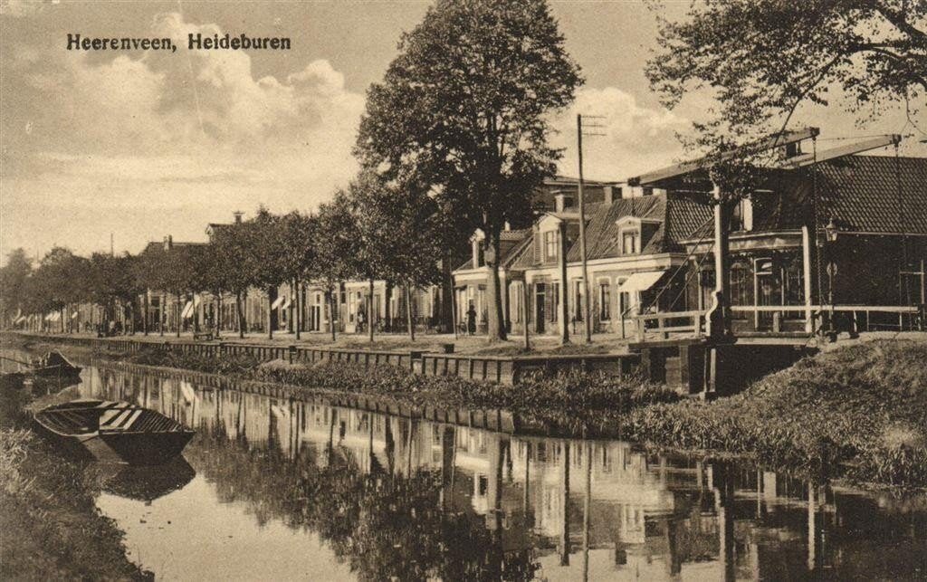 Heerenveen, Heideburen - boot brug - ongelopen, Verzenden, 1920 tot 1940, Ongelopen, Friesland