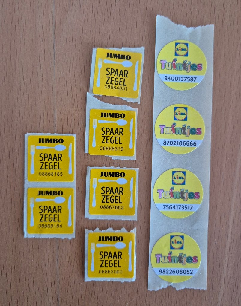 6 Jumbo zegels + 4 Lidl zegels, Jumbo, Ophalen of Verzenden