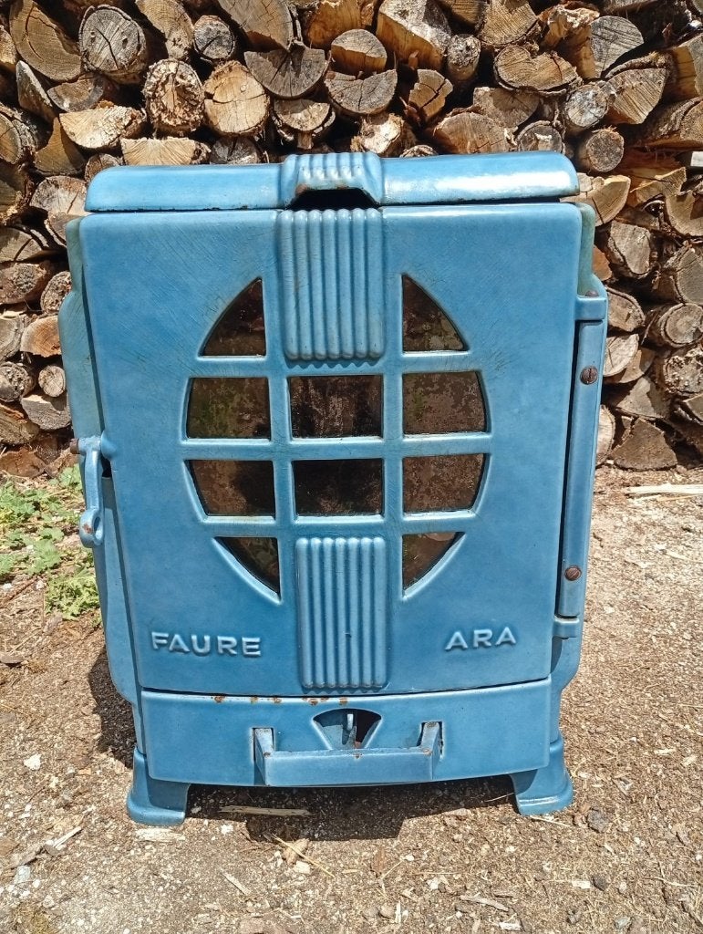 Prachtige unieke Franse art-deco houtkachel, Huis en Inrichting, Kachels, Ophalen, Gebruikt, Houtkachel, Vrijstaand
