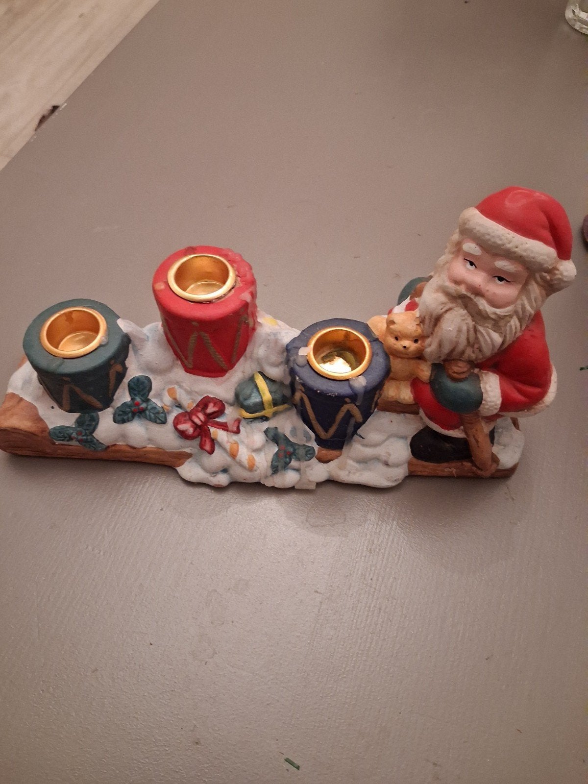 Kerstman kandelaar van steen, Ophalen of Verzenden, Steen/keramiek