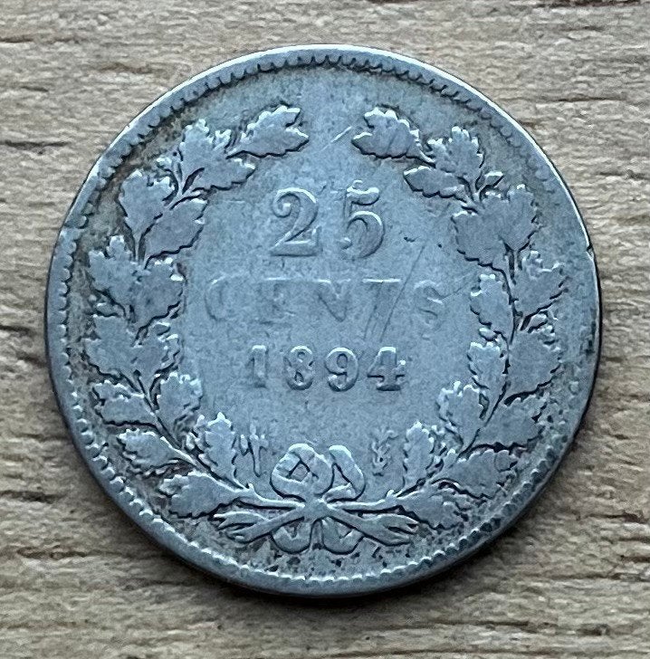 25 cent 1894 Wilhelmina, Ophalen, Zilver, 25 cent, Koningin Wilhelmina