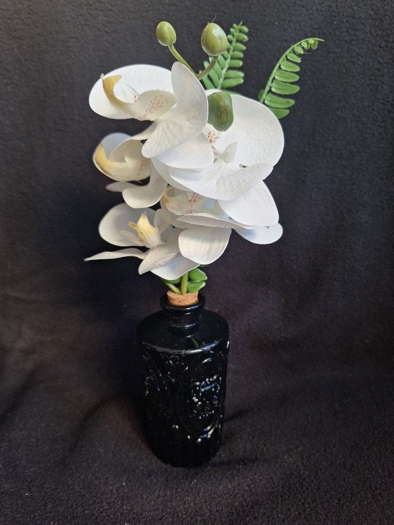 Bloemenvaasje Met Kunst Orchideeën Wit, Ophalen, Binnen, Bloemstuk, Wit