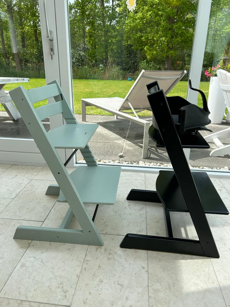 Stokke Tripp Trapp meegroeistoel - Zwart en Mintgroen, Ophalen, Gebruikt, Meegroeistoel