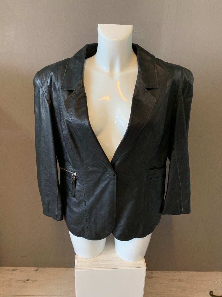 DNA Amsterdam Leren Zomer Blazer Zwart Maat S, DNA, Zwart, Ophalen of Verzenden, Zo goed als nieuw