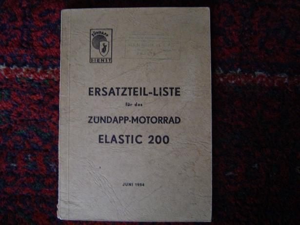 Zündapp Elastic 200 1954 motorrad ersatzteil liste, Ophalen of Verzenden, Overige merken