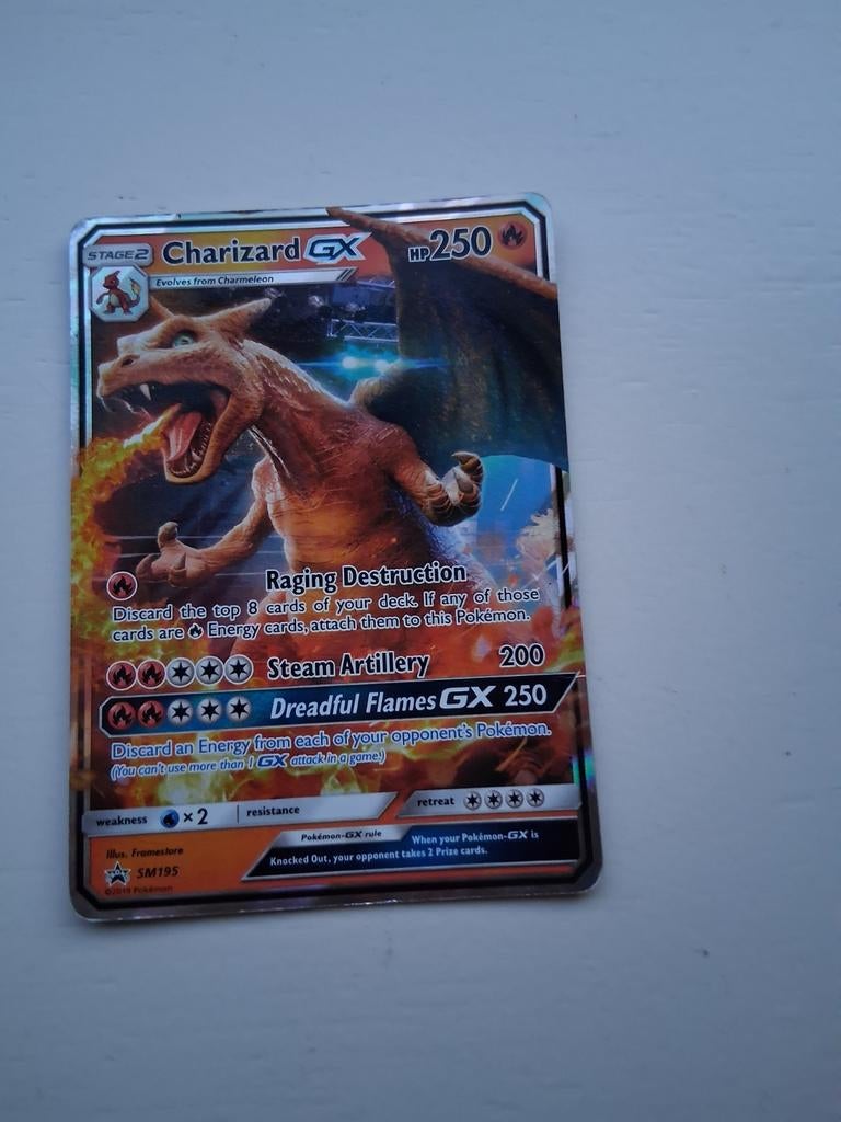 Charizard GX SM195 Pokémon Kaart., Ophalen of Verzenden, Zo goed als nieuw, Losse kaart