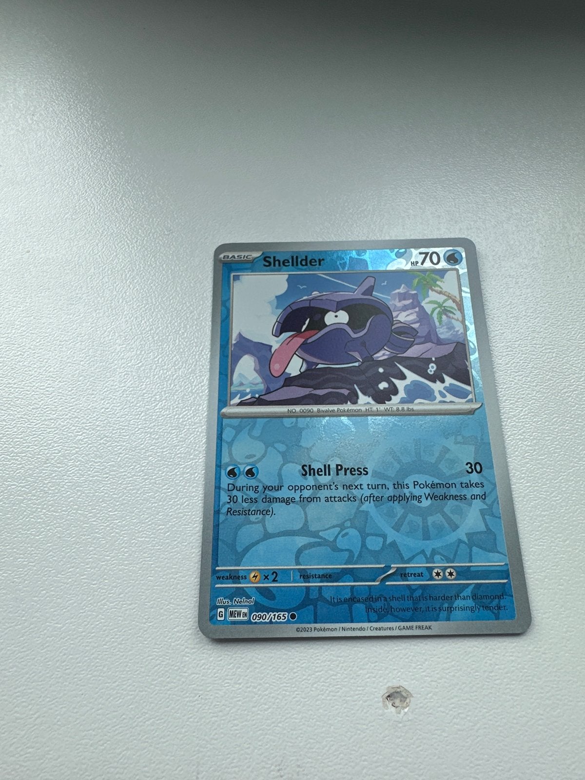 Shellder 090/165 Reverse Holo Pokémon Kaart, Verzenden, Zo goed als nieuw, Losse kaart, Foil