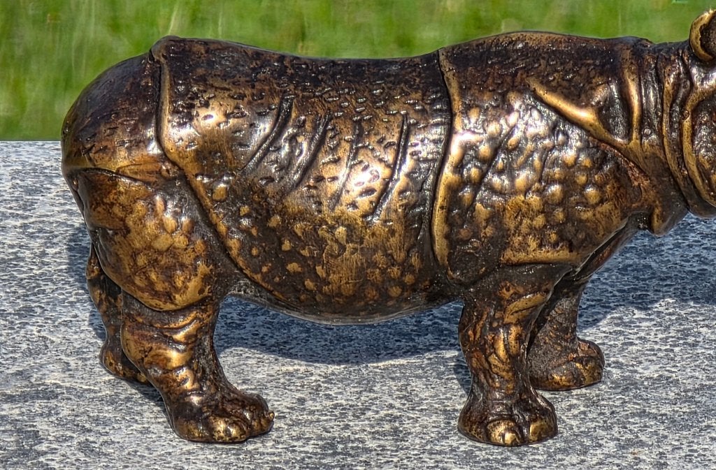 NEUSHOORN / bronzen beeld / 6,5 cm hoog, Ophalen of Verzenden, Wild dier, Beeldje of Figuurtje