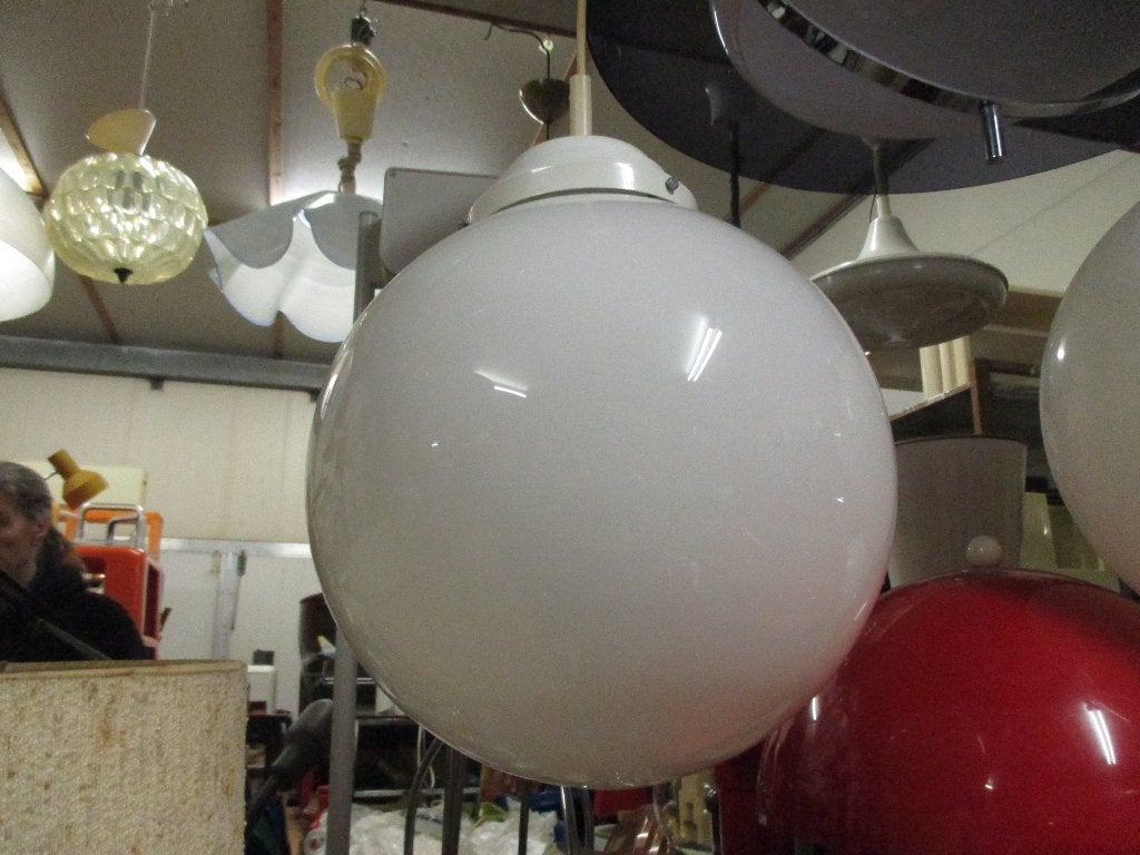 Herda hanglamp 30 cm design jaren 70 80 retro vintage space, Huis en Inrichting, Lampen | Hanglampen, Gebruikt, ?, Glas, Herda