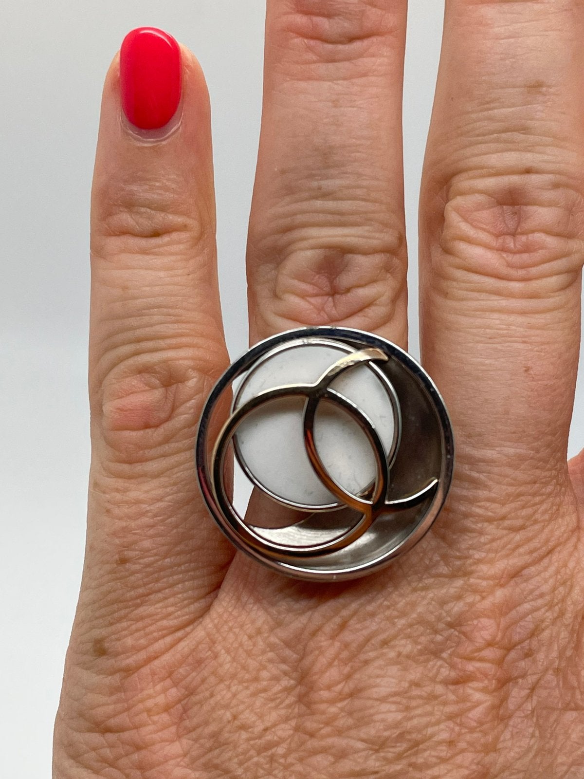 E830 Prachtige Franz Breuning zilveren ring corian maat 17, Overige kleuren, Ophalen of Verzenden, X, Dame