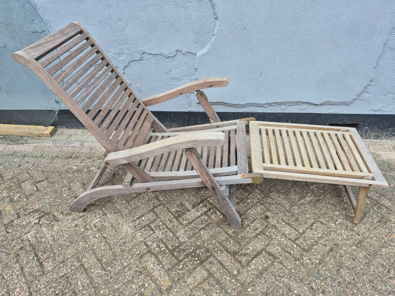 teak ligstoel, Tuin en Terras, Ophalen, Gebruikt, Teakhout, Inklapbaar