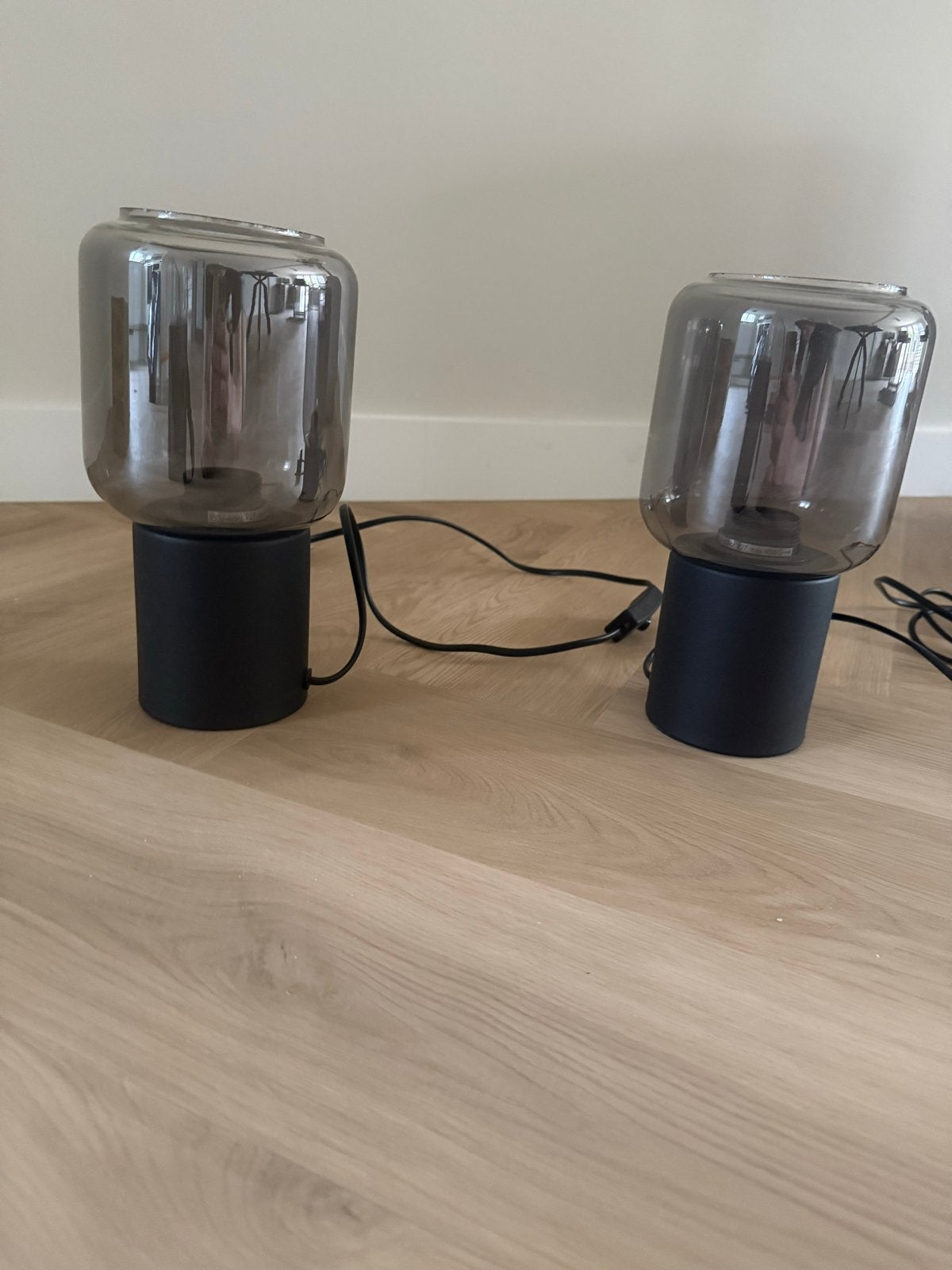Set van 2 moderne tafellampen met rookglas, Met schakelaar, Ophalen of Verzenden, Zwart, Modern