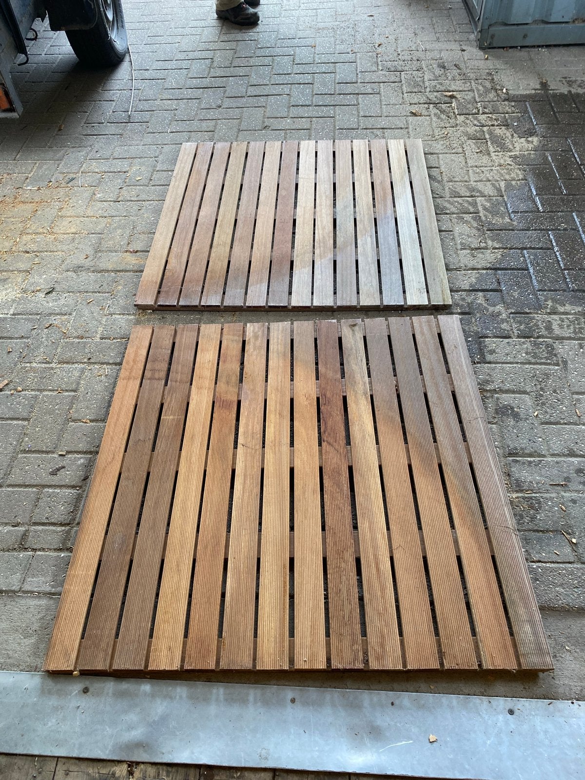 2 Grote Harden Houten terrastegels voor buiten, Ophalen, Gebruikt, Hout
