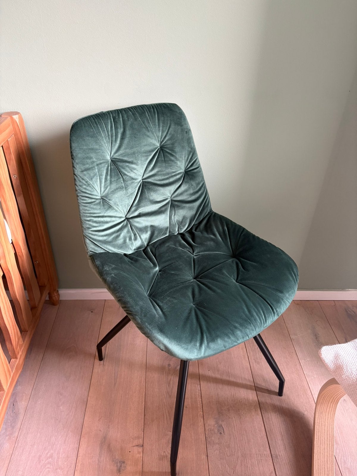 Eetkamerstoelen velvet groen (set van6), Huis en Inrichting, Stoelen, Ophalen, Zo goed als nieuw, Overige kleuren